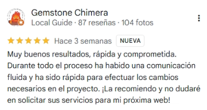 webs, backend y SEO económico reseña positiva